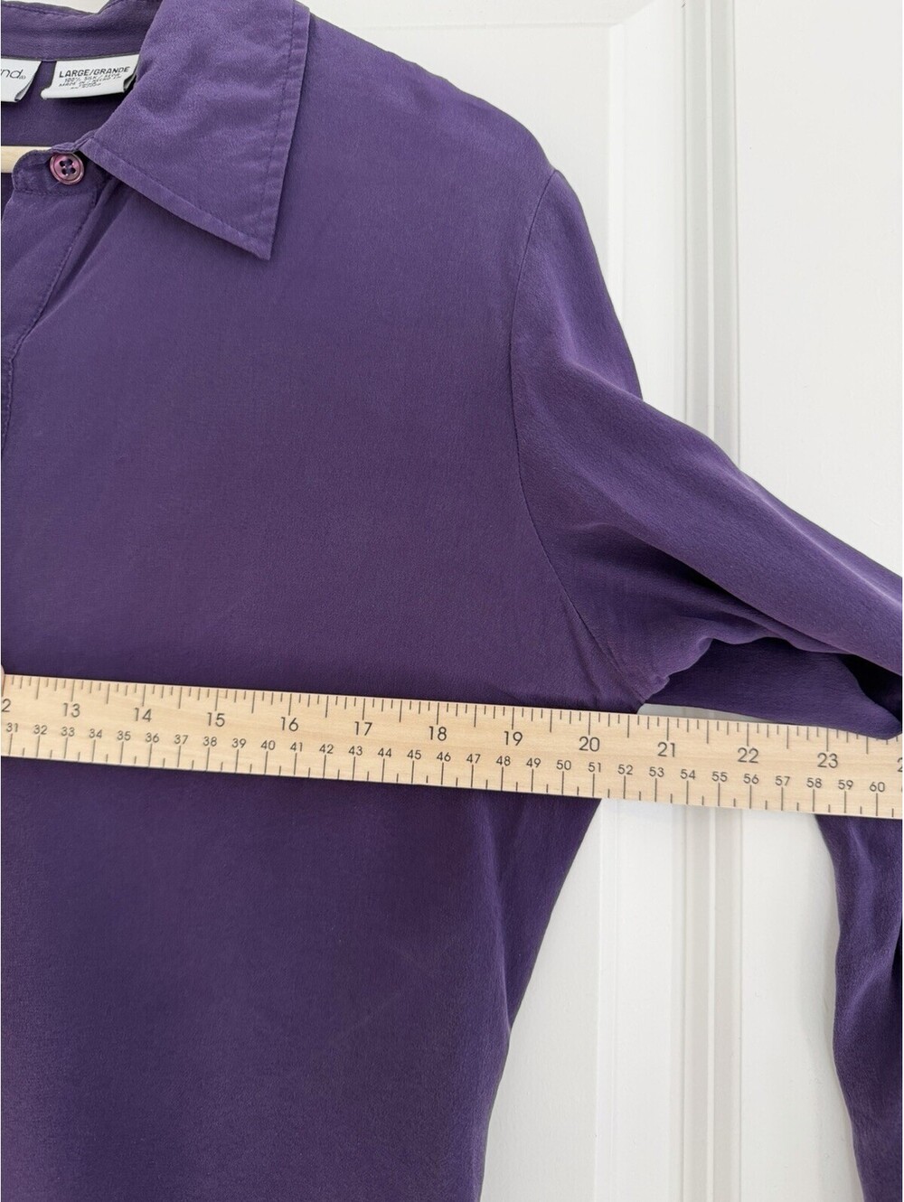Kathy Ireland 100% Silk Vtg Purple Popover Blouse Size L Elegant Quiet Luxury - Picture 4 of 5
